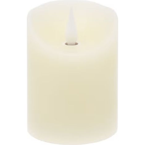 Candela led avorio in cera liscia, fiamma mobile Ø 7,5 cm per decorazioni -H 12.5 cm