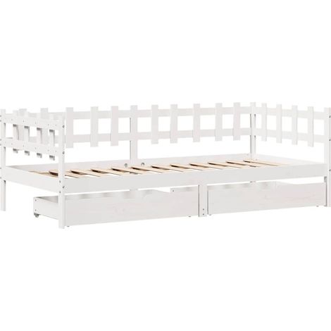 Sofá cama con cajones madera maciza de pino blanca 90x190 cm vidaXL (1/4)