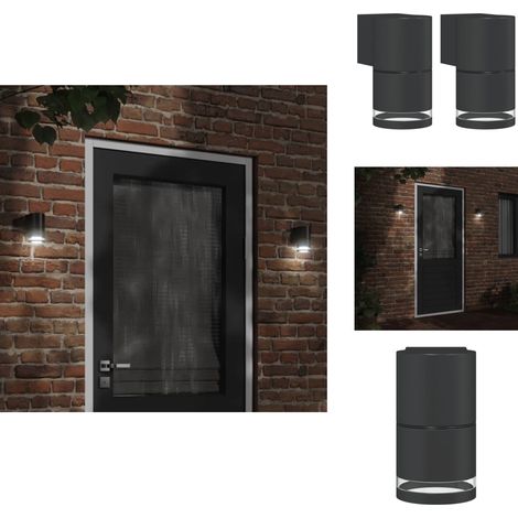 Außenwandleuchten 2 Stk. Schwarz Aluminiumdruckguss - Außenleuchte - Wandleuchte - Gartenleuchte - LED-Leuchte - Edelstahl (1/5)