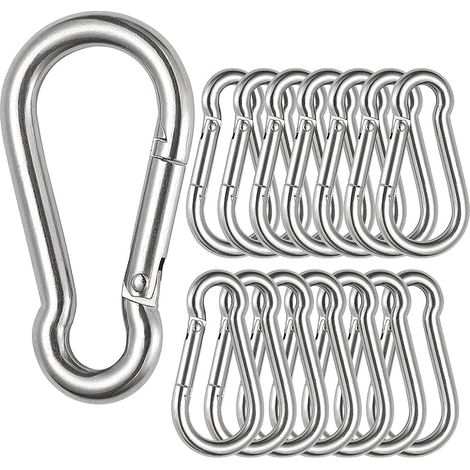 SENENQU 12PCS - M6 Mousqueton en Acier Inoxydable 304 - Mousqueton INOX 60mm de Fixation Capacité de Charge de 200 kg, Crochet Mousquetons Hamc Balancoire - 60mm x φ6 mm (1/5)