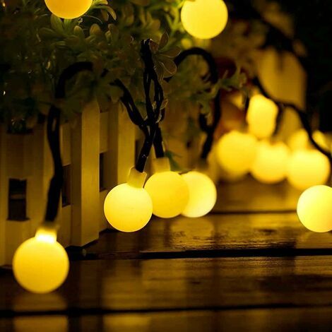 Pair - Guirlande Lumineuse Extérieure Solaire, 50 LED 7M avec 8 Modes Éclairage Jolies, Décoration Lumière pour Jardin Terrasse, Arbre Noël Fête (1/5)