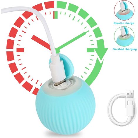 Jouet interactif bleu intelligent pour chat, balle pour chat avec lumières LED, balle rotative automatique à 360°, cadeau amusant pour les chatons - 3
