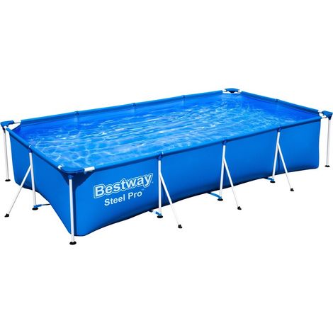 [NEUWERTIG] B-Ware Bestway Frame Pool Steel Pro 400x211x81 cm Blau rechteckig ohne Pumpe