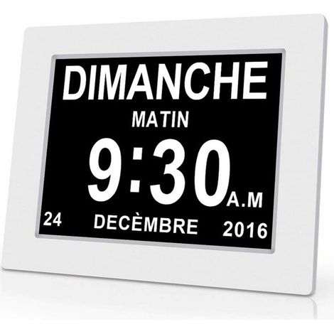 Horloge calendrier numérique One Piece 7 pouces avec date et heure, horloge Alzheimer pour parents, rappel de médicaments pour grands-parents et enfants - Blanc - 20414324mm (1/5)
