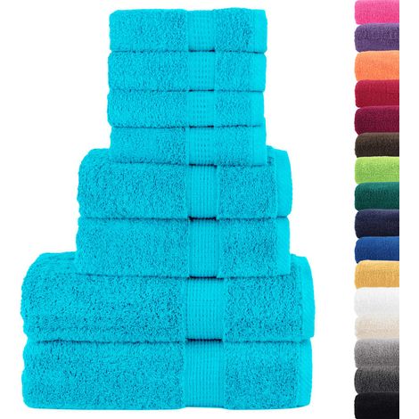 vidaXL Juego de toallas premium SOLUND 8 unidades turquesa 600 gsm (1/2)