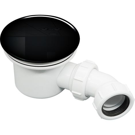 ELEGANT 90mm Shower Waste Trap, Fast Flow and Easy Clean Shower Enclosure Waste Tray (Black)