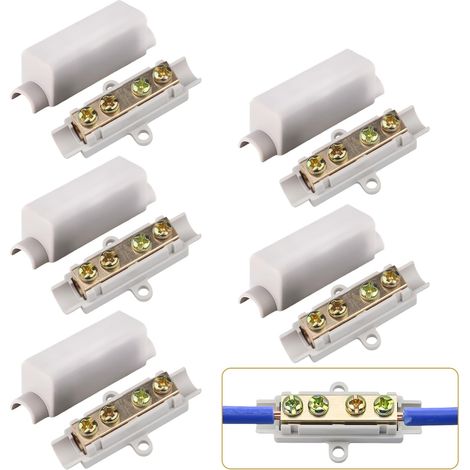 Connecteurs métalliques en laiton avec double vis, boîtier en ABS, bloc de verrouillage de fil, 1000 V, 100 A, convient pour fil de 2,5 à 16 mm² pour plafonniers, (1/5)