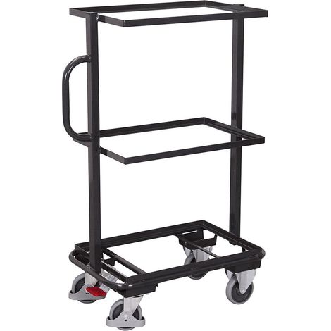 VARIOfit Beistellwagen mit 3 offenen Böden, starr 610x410mm RAL 7016 Anthrazitgrau