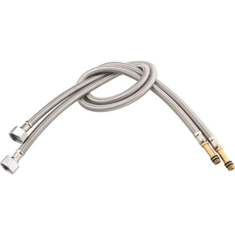 Flexible Robinet Lavabo Acier Inoxydable 304 Tuyau Tressé Antidéflagrant Eau Chaude Froide 4 Points Haute Pression 2 Pièces