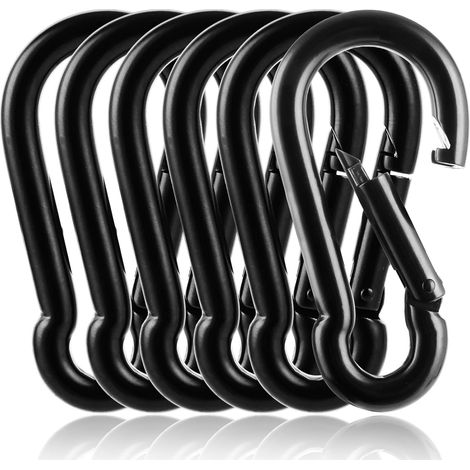 Mousqueton INOX M10 Noir 6PCS, Mousqueton Porte-Clé en Acier Inoxydable 304, Capacité de Charge 750 kg, 100 mm pour Randonnée, Camping (1/5)