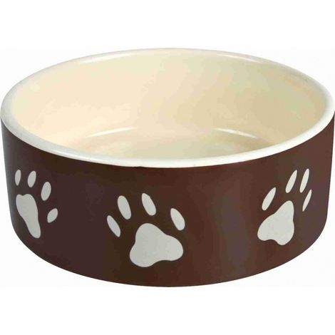 Gamelle, motif pattes, en céramique 1,4 L/ø 20 cm, brun/taupe