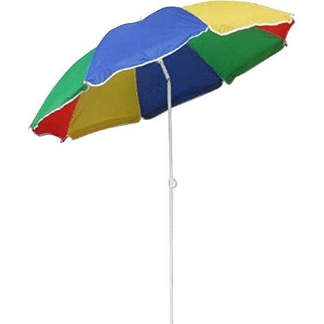 Trade Shop - SONNENSCHIRM STRAND GARTEN STAHL GROSS 210 CM REGENBOGENFARBEN -