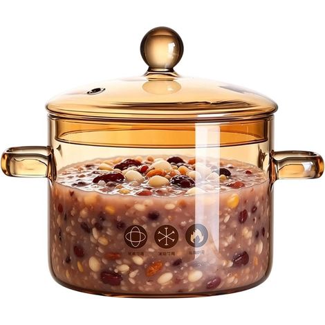Cacerola de vidrio transparente resistente al calor con tapa. (1/5)