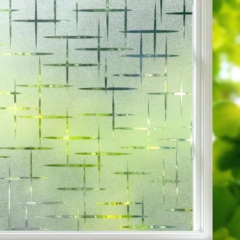 Film Fenetre Anti Regard, Film Electrostatique Vitre à Motif de Étoile Croix, Anti-UV, Brise Vue Fenetre Décoratif, idéal pour Chambre, Bureau ou Cuisine (60x200 cm) (1/4)