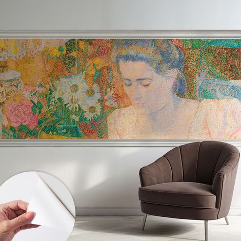 Papier peint adhésif avec colle pour décoration moderne de salon chambre à coucher cuisine et bureau Facile Portrait floral 250x104 cm (1/5)