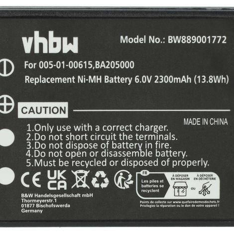 vhbw batteria compatibile con Potain Ergo, Nova, P-63418-95, 346 Radiocomando Industriale, Telecomando (600mAh, 9,6V, NiMH) - Nero