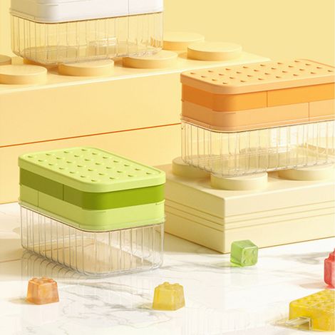 Moule à glaçons 2 en 1 multifonctionnel en silicone avec boîte de rangement verte (1/5)