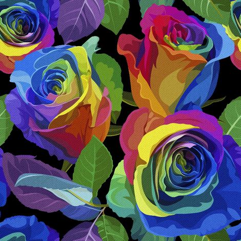 Tissu d'ameublement extérieur Oxford - Motif Roses Arc-en-ciel (1/5)