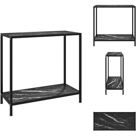 Konsolentisch Schwarz 80x35x75 cm Hartglas - Konsolentisch - Wohnzimmermöbel - Sideboard - Nachttisch - Schwarz (1/5)