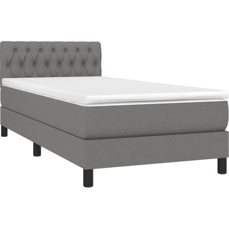 Struttura letto LED con testiera materasso a molle 90x200 cm tessuto grigio scuro TDL0209387