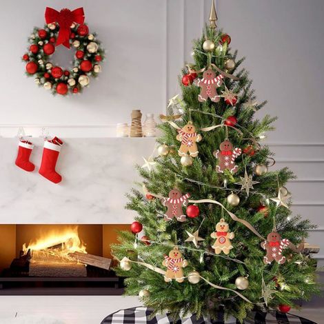 Lot de 12 décorations à suspendre pour sapin de Noël,pendentifs en forme de bonhomme en pain d'épices décoration de fête,(4 styles) (1/4)