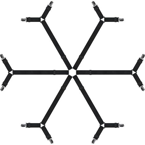 Attaches élastiques réglables pour draps de lit, modèle hexagonal, noir (1/5)