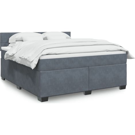 Boxspringbett mit Matratze Dunkelgrau 180x200 cm Samt