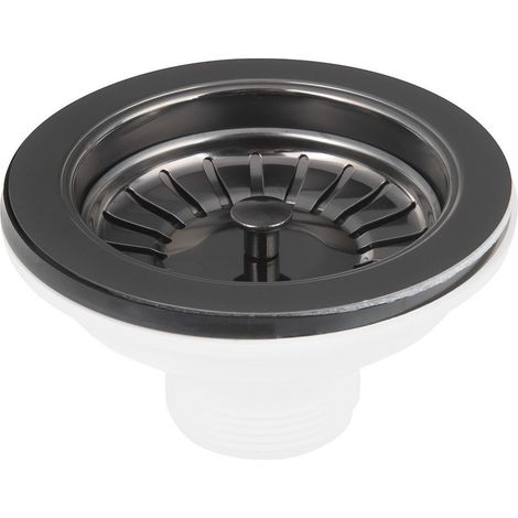 Bonde d'évier en acier inoxydable 6/4", gun metal (1/3)