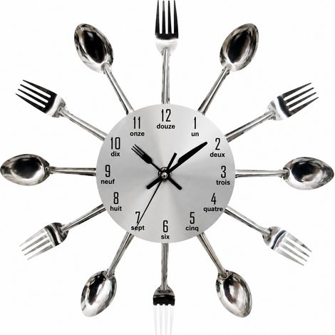 Horloge murale créative en métal argenté 12 pouces argent 33 × 33 × 5 cm 1 kg – Livraison gratuite