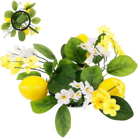 Couronne de bougies artificielles au citron pour décoration de table, centre de table, anneau pilier (1/5)