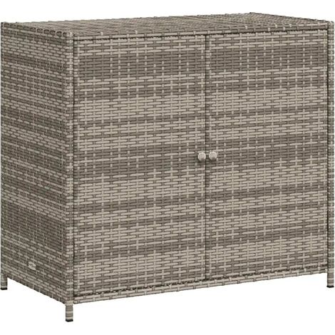 Armario de almacenamiento moderno para jardín de gran capacidad 83 x 45 x 76 cm en resina tejida gris 020047418 (1/5)
