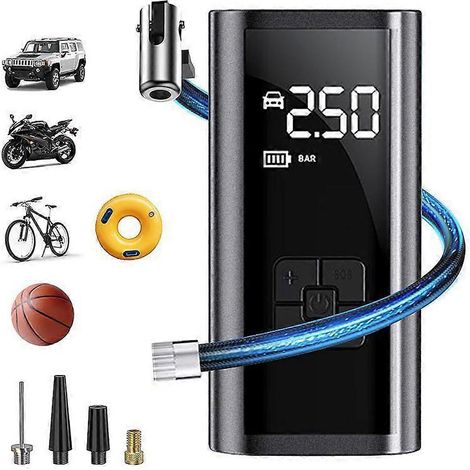 Compresseur d'air portable pour pneus de voiture - Gonfleur de pneus rapide avec manomètre précis, pompe à air compacte pour voiture, moto et ballons de sport (1/4)