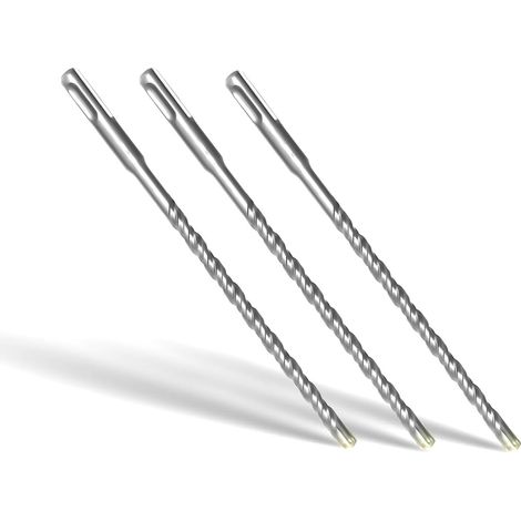Lot de 3 Foret SDS Plus 8mm x 200mm,avec 4 taillants en carbure et double vis, pour béton, pierre naturelle (1/5)