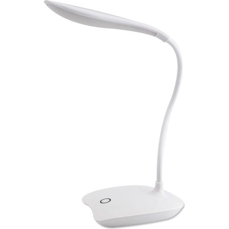 Lampe de bureau blanche, lampe de bureau LED rechargeable avec porte-stylo pour téléphone, commande tactile, 3 modes de couleur (1/3)