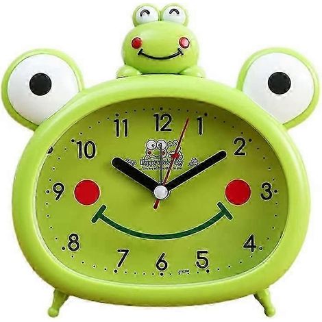 Réveil mécanique en forme de H, motif grenouille de dessin animé, réveil ultra-silencieux de 5,5 pouces sans tic-tac, veilleuse, fonctionne sur piles, cadeau pour enfants, réveil de chevet. (1/5)