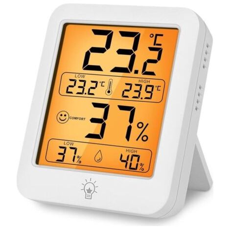 Intérieur Thermomètre Hygromètre Numérique,1 Pièces D'humidité de température avec rétro-éclairage, à réponse rapide 5 s, Indicateur & Moniteur humidité et de Température