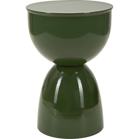 Tavolino da Salotto Gorkha, Forma Rotondo, Colore Ripiano Verde, Materiale Piano in Metallo, 33x50x33h cm Verde