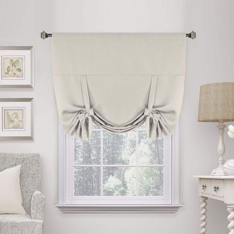 Küchenvorhänge mit Bindebändern, isolierende Vorhänge mit Bindebändern für kleine Fenster, Ösenvorhänge – 107 cm breit x 161 cm lang – Crezuo