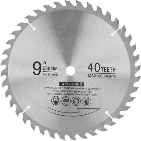 Lame de scie circulaire en carbure 40T, 9 pouces, 6600 tr/min, rapide et précise, pour le travail du bois (1/5)