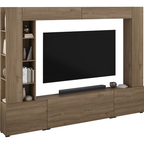 Meuble TV 5 portes 12 niches 260 cm Nala Bois (1/5)