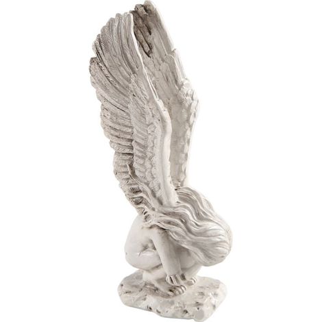 Statue d'Ange Blanc en Résine Adorable Sculpture Décorative pour Jardin et Intérieur (1/4)