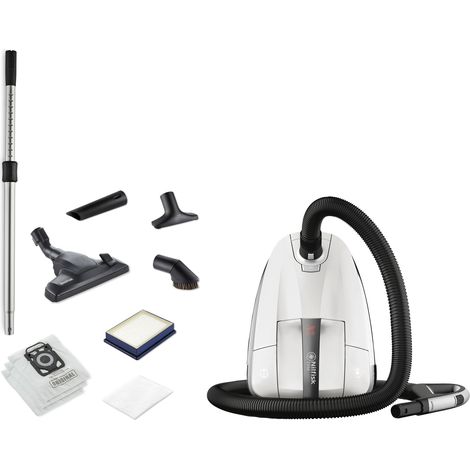 Nilfisk Staubsauger inkl. 4 Zubehörteile, hilft bei Allergien, energieeffizient und leise, mit Beutel, Weiß - Elite