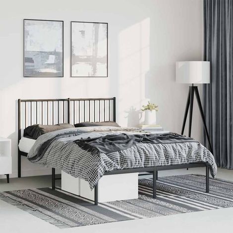 Estructura cama sin colchón con cabecero metal negro 135x190 cm vidaXL (1/5)