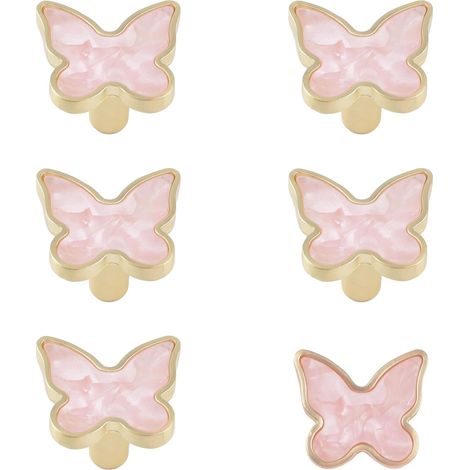 papillon décoratif Boutons d'armoire de cuisine, paquet de 6 poignées de tiroir de porte Boutons en alliage de zinc à trou unique Accessoires (1/5)