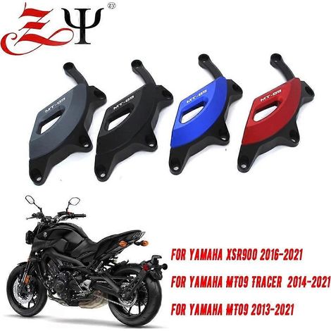 Protection moteur modifiée Yamaha MT-09/MT-09 Tracer XSR900 - Bloc anti-chute bleu (1/5)