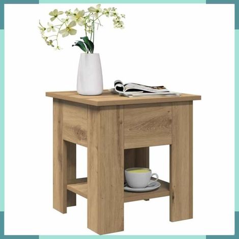 856799 Table basse chêne artisanal 40x40x42 cm bois d'ingénierie (1/5)
