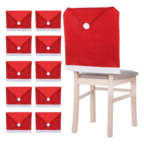 Fodera per sedia, cappello di Babbo Natale rosso, set da 10 pezzi. (1/5)
