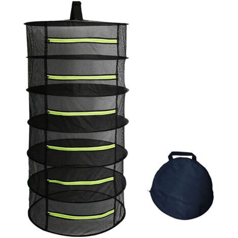 Séchoir à herbes suspendu à 6 niveaux avec ouverture zippée, filet de séchage pour herbes