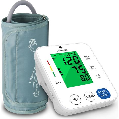 Tensiomètre Bras pour Usage Domestique, Tensiomètre Automatique-Écran Rétroéclairé à 3 CouleursBrassard Large 22-42cm 2 Utilisateurs x 99 MémoireUSB ou Piles un Usage Quotidien -Blanc (1/5)