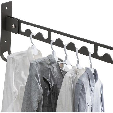 Étendoir Mural, Porte Vêtements Murale Pliable, Rotation 90° Porte Vêtements Pliable Murale, Aluminium Sèche Linge Mural pour Salle de Bains, Noir